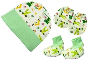 First Kick Newborn Baby's Cotton Mitten Set, Cap and Gloves Set - Multicolor - 0-6 Months - Pack of 4-thumb4