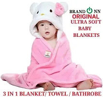 BRANDONN All Season Hooded Luxury Soft Wrapper Cum Towel Cum Baby Blanket for Babies-thumb3
