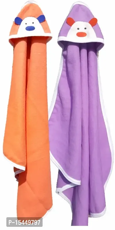 BRANDONN Newborn Biggest Size with Fancy Side Boon Baby Blanket for Babies (36 Inch X 27 Inch;Purple  Orange)