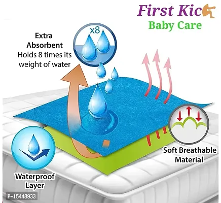 First Kick Waterproof Baby Bed Protector/Mattress Dry Sheet (70cm X 50cm) for Born Baby/Kids-thumb2