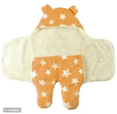 First Kick Baby's Micro Fleece Blanket Pack of Super Soft Wearable Wrapper Cum Sleeping Bag (Star Orange, 76cm x 70cm, 0-6 Months)-thumb3