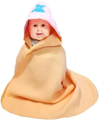 BRANDONN Fashions Newborn Premium Striped Border Hooded Fleece Rainbow Baby Blankets Cum Wrapper for Babies (Pack of 3, Assorted)-thumb4