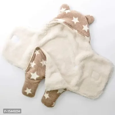 BRANDONN Baby Blankets New Born Combo Pack of Super Soft Baby Wrapper Baby Sleeping Bag for Baby Boys, Baby Girls, Babies (76cm x 70cm, 0-6 Months, skin friendly, Fleece, Stars grey, beige)-thumb5