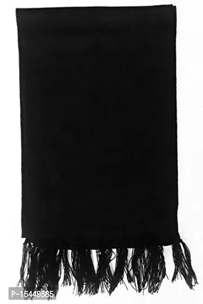 BRANDONN Unisex Woolen Black Striped Muffler Cum Scarves For Boys And Girls-thumb3