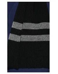 BRANDONN Men's Woollen Ribbed Muffler Cum Scarf (Black, 28 x 167 cm)-thumb2