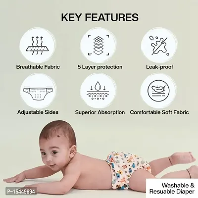 BRANDONN Reusable Cloth Diaper with NEW Quick Dry UltraThin pads|Freesize, washable Diapers for baby 0-3 Yrs|Stay Dry  Lasts up to 3Hrs|Trim Fitting|Pack of 2 (2 shells + 2 Pads)-thumb3