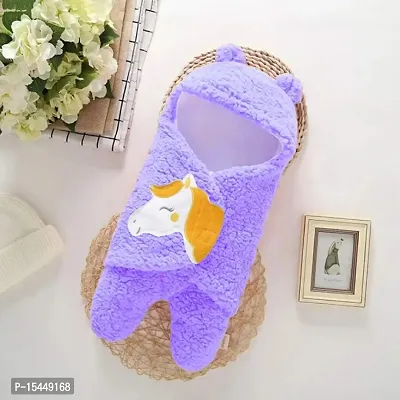 BRANDONN New Born Hooded Supersoft Baby Blanket Wrapper Cum Sleeping Bag for Babies (Purple, 0-6 Months)