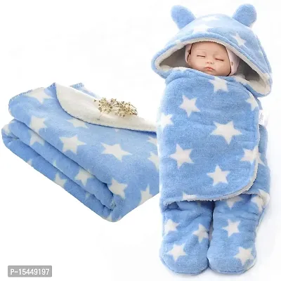First Kick Baby Blankets New Born Combo Pack of Wearable Blanket and Star Wrapper for Baby Boys and Baby Girls Pack of 2