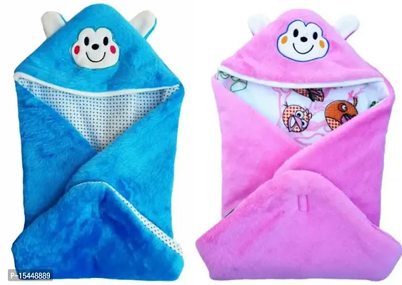 BRANDONN Fashions Gift Pack Combo of 2 New Born Baby All Season Use 3 in 1 Baby Wrapper OR Blanket Cum Sleeping Bag Cum Beeding(0-4months)(Pink  Blue)