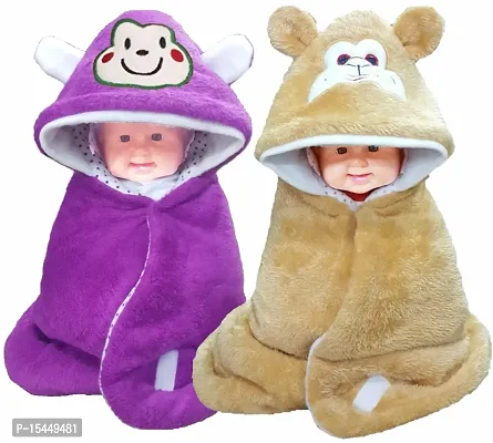 BRANDONN Fashions Gift Pack Combo of 2 New Born Baby All Season Use 3 in 1 Baby Wrapper OR Blanket Cum Sleeping Bag Cum Beeding(0-4months)(Beige  Falsa)