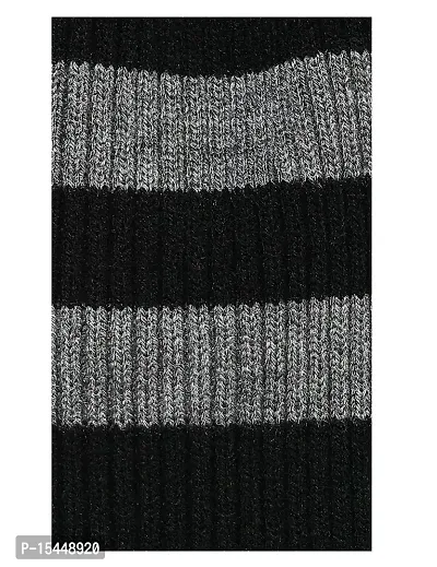 BRANDONN Men's Woollen Ribbed Muffler Cum Scarf (Black, 28 x 167 cm)-thumb4