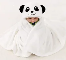 BRANDONN Fashions for Newborn Hooded Designer Ultrasoft Baby Blanket for Babies Cum Baby Bath Towel (White Panda)-thumb2