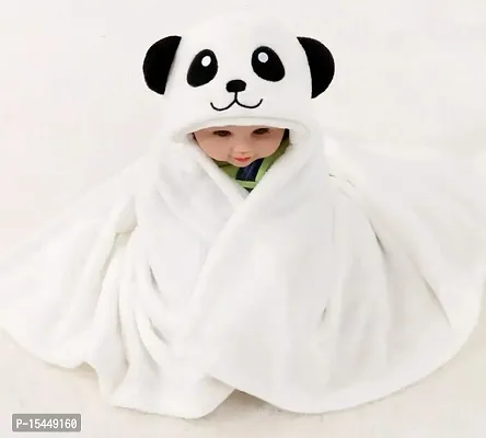 BRANDONN Fashions for Newborn Hooded Designer Ultrasoft Baby Blanket for Babies Cum Baby Bath Towel (White Panda)-thumb3