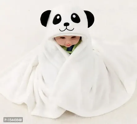 BRANDONN Fleece New Born Baby's Premium Hooded All Season Wrapper Cum Bath Towel Pack of 2 Multi-thumb2