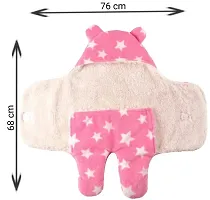 BRANDONN Baby Blankets New Born Combo Pack of Super Soft Baby Wrapper Baby Sleeping Bag for Baby Boys, Baby Girls, Babies (76cm x 70cm, 0-6 Months, Fleece, skin friendly, Stars blue, pink)-thumb4