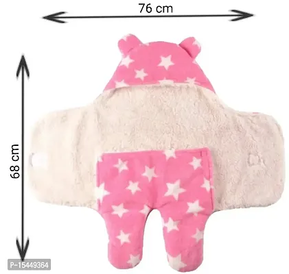 BRANDONN Baby Blankets New Born Combo Pack of Super Soft Baby Wrapper Baby Sleeping Bag for Baby Boys, Baby Girls, Babies (76cm x 70cm, 0-6 Months, Fleece, skin friendly, Stars blue, pink)-thumb5