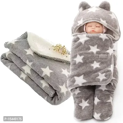 First Kick Cotton Baby Blankets New Born Combo Pack of Wearable Blanket And Star Wrapper For Baby Boys And Baby Girls Pack of 2, Lightweight, Grey