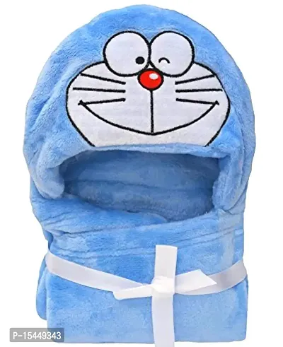 First Kick Fleece New Born Baby Blanket Pack of Super Soft Bathrobe Baby Wrapper Cum Baby Bath Towel For Baby Boys, Baby Girls, Babies (80Cm X 80Cm, 0-6 Months) Lightweight, Blue