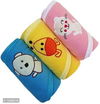 BRANDONN Fleece Baby's Premium Hooded Blanket Cum Wrapping Sheet (Pink, Mango, Blue) - Pack of 3-thumb2