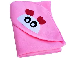 BRANDONN New Born Babies Supersoft Hooded Teddy Face Wrapper Towel Cum Blanket (Pink, Blue) - Pack of 2-thumb1