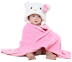 BRANDONN All Season Hooded Luxury Soft Wrapper Cum Towel Cum Baby Blanket for Babies-thumb1