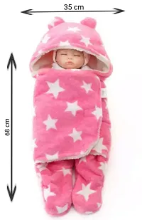 BRANDONN Baby Blankets New Born Pack of Hooded AC Wrapper Cum Baby Sleeping Bag (76 cm x 70 cm, 0-6 Months)-thumb2