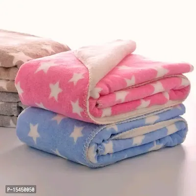 BRANDONN New Born All Season Ultrasoft Baby Blanket for Babies (Pink/Blue) Pack of 2, Fur  Sherpa, lightweight-thumb0