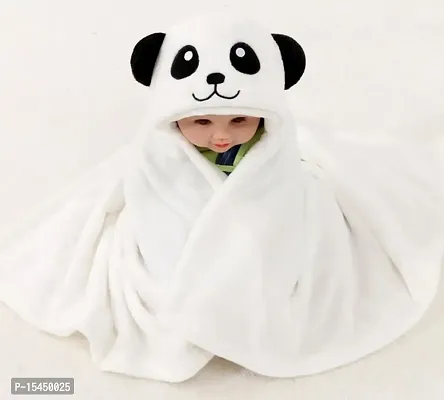 BRANDONN New Born Premium Hooded All Season Wrapper Cum Baby Bath Towel Cum Baby Blanket for Babies Pack of 2 (White Panda, Grey Mouse)-thumb2