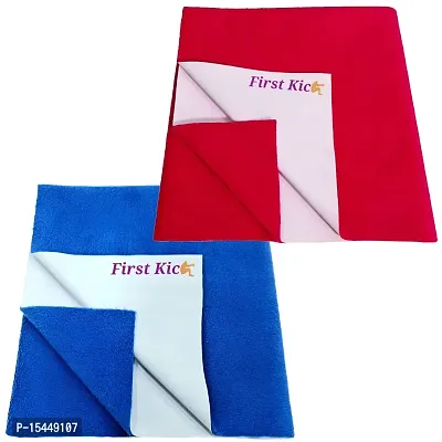 First Kick Waterproof Baby Bed Protector/Mattress Dry Sheet (70cm X 50 cm) for Born Baby/Kids- (Rani, Royal Blue) - Small, Pack of 2