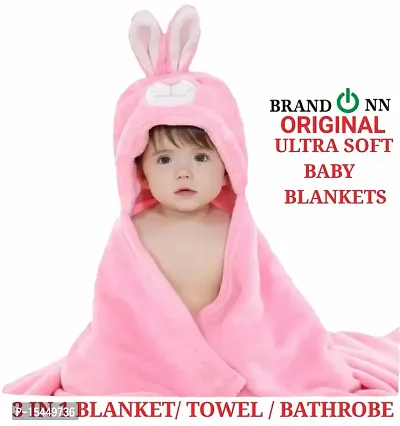 BRANDONN Ultra Soft Organic Premium Bathrobe Bath Gown For Babies Baby Bath Towel(Pink Rabbit)