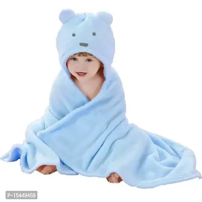First Kick New Born Baby Blanket Pack of Super Soft Bathrobe Baby Wrapper Cum Baby Bath Towel for Baby Boys, Baby Girls, Babies (80cm x 80cm, 0-6 Months) (lightweight, blue Puppy, Fleece)