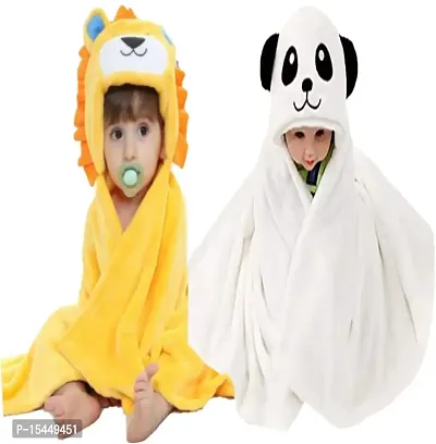 BRANDONN Baby Bath Towel New Born Combo Pack of Funny Hood Wrapper Cum Blanket for Baby Boys and Baby Girls Pack of 2