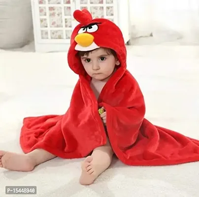 BRANDONN Ultra Soft Organic Premium Bathrobe Cum Bath Gown For Babies Cum Baby Bath Towel(Red Angry Bird)-thumb0