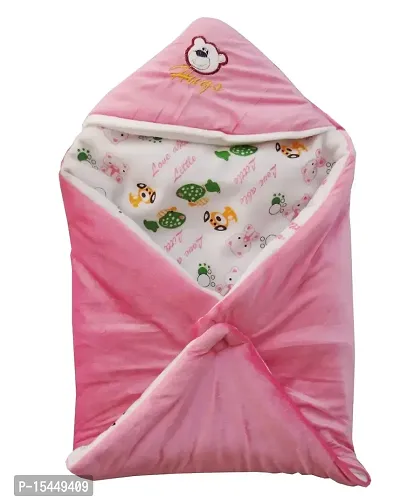 BRANDONN New Born Hooded Super Soft Wrapper Blanket Cum Sleeping Bag for Babies-thumb0