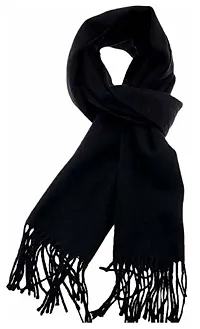 BRANDONN Unisex Woolen Black Striped Muffler Cum Scarves For Boys And Girls-thumb1