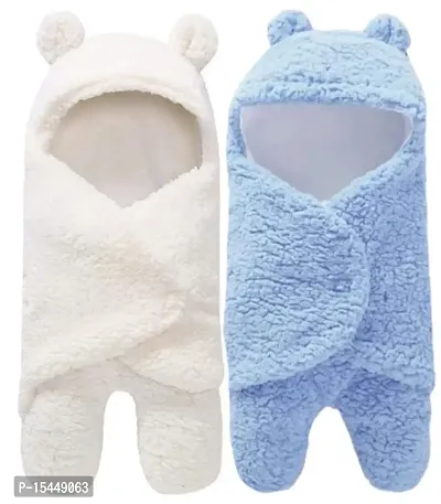 First Kick Baby Blankets New Born Combo Pack of Hooded Supersoft Wearable Wrapper Cum Baby Sleeping Bag for Babies (70 cm x 76 cm, 0-6 Months) Combo of 2-thumb0