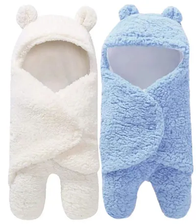 First Kick Baby Blankets New Born Combo Pack of Hooded Super Soft Wearable wrap Cum Baby Sleeping Bag for Babies (70 cm x 76 cm, 0-6 Months) Combo of 2