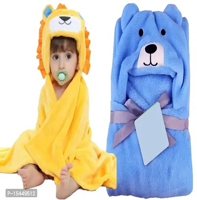 First Kick Baby Blankets Newborn Combo Pack of Super Soft Bathrobe Baby Wrapper Cum Baby Bath Towel for Baby Boys, Baby Girls, Babies (80cm x 80cm, 0-6 Months) Pack of 2