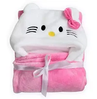 BRANDONN New Born Baby Blanket Cum Baby Bath Towel Cum Baby Bath Robe with Kitty Hood-thumb2