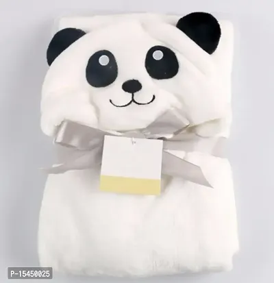 BRANDONN New Born Premium Hooded All Season Wrapper Cum Baby Bath Towel Cum Baby Blanket for Babies Pack of 2 (White Panda, Grey Mouse)-thumb3