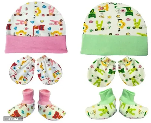 Newborn Set Of Cap, Pair Of Gloves And Socks (Pack of 2 Sets)-thumb0