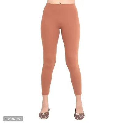 Stunning Beige Cotton Solid Leggings For Women-thumb0