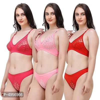 Buy Miles of Style Lingerie Set Pack of 3 Bra 3 Panty Online In