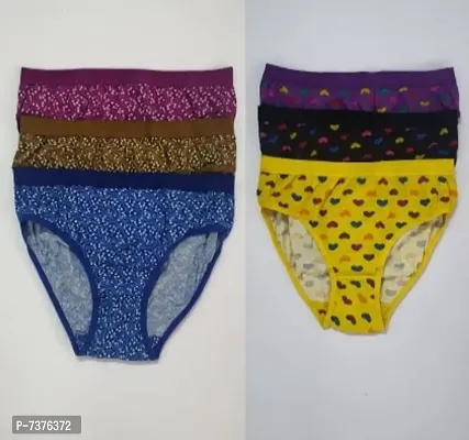 Stylish Fancy Cotton Blend Hipster Multicoloured Panty Combo For Women- Pack Of 6
