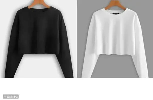 Elegan Solid Crop Length Crop Top For Women pack of 2