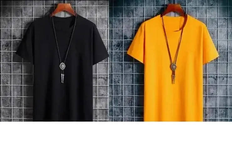 Reliable Blend Round Neck Tees For Men Pack of 2