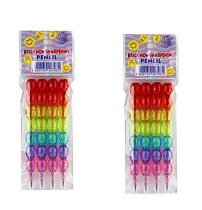 Rainbow Colorful Bricks Non-Sharpening Pencils For Kids Set Of 8 Pencils.