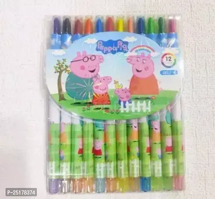 Evolution Frozen Colorful Twist up Rolling Plastic Erasable Crayon Drawing Pen Set Of 12-thumb0
