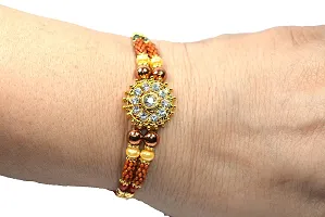 Frolics India Designer Premium Stones Studded Combo Rakhi , Raksha Bandhan Thread Stones Rakhi- Pack of 2 (Combo-2)-thumb1