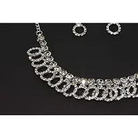 Frolics India White Stones Studded Choker/Necklace Set With Earrings For Women & Girls-thumb3